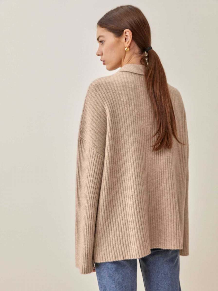 Women's Reformation Fantino Cashmere Cardigan Beige | USA-856273