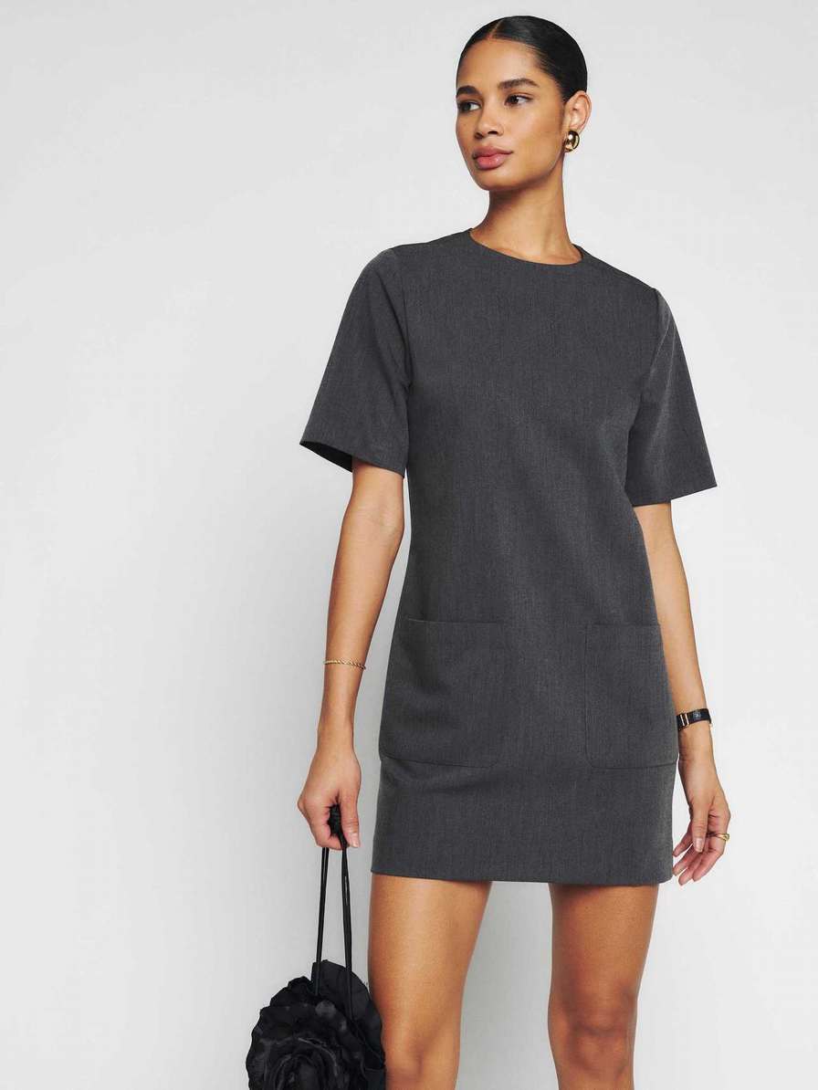 Women's Reformation Finsbury Dress Grey | USA-064837