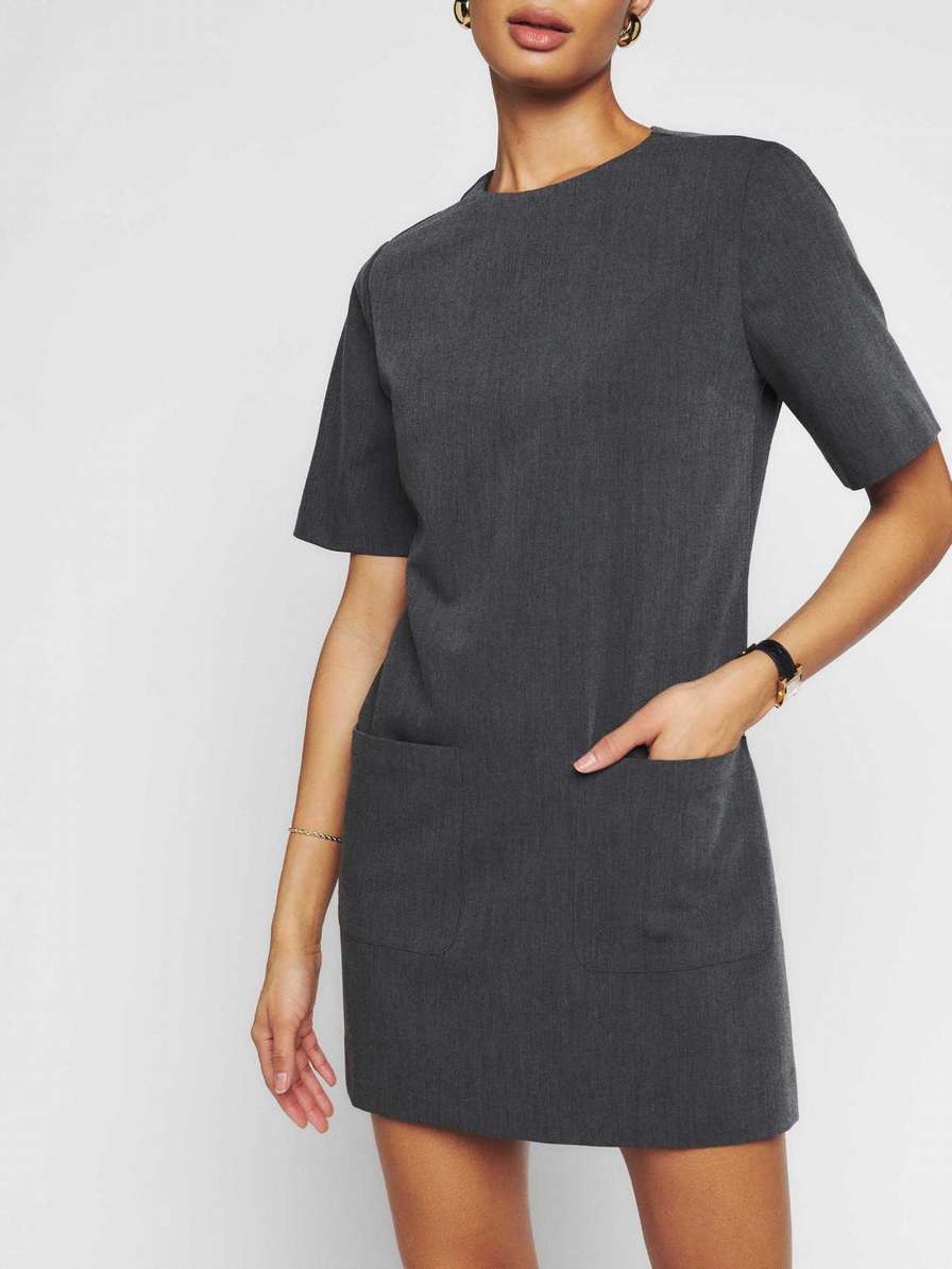 Women's Reformation Finsbury Dress Grey | USA-064837