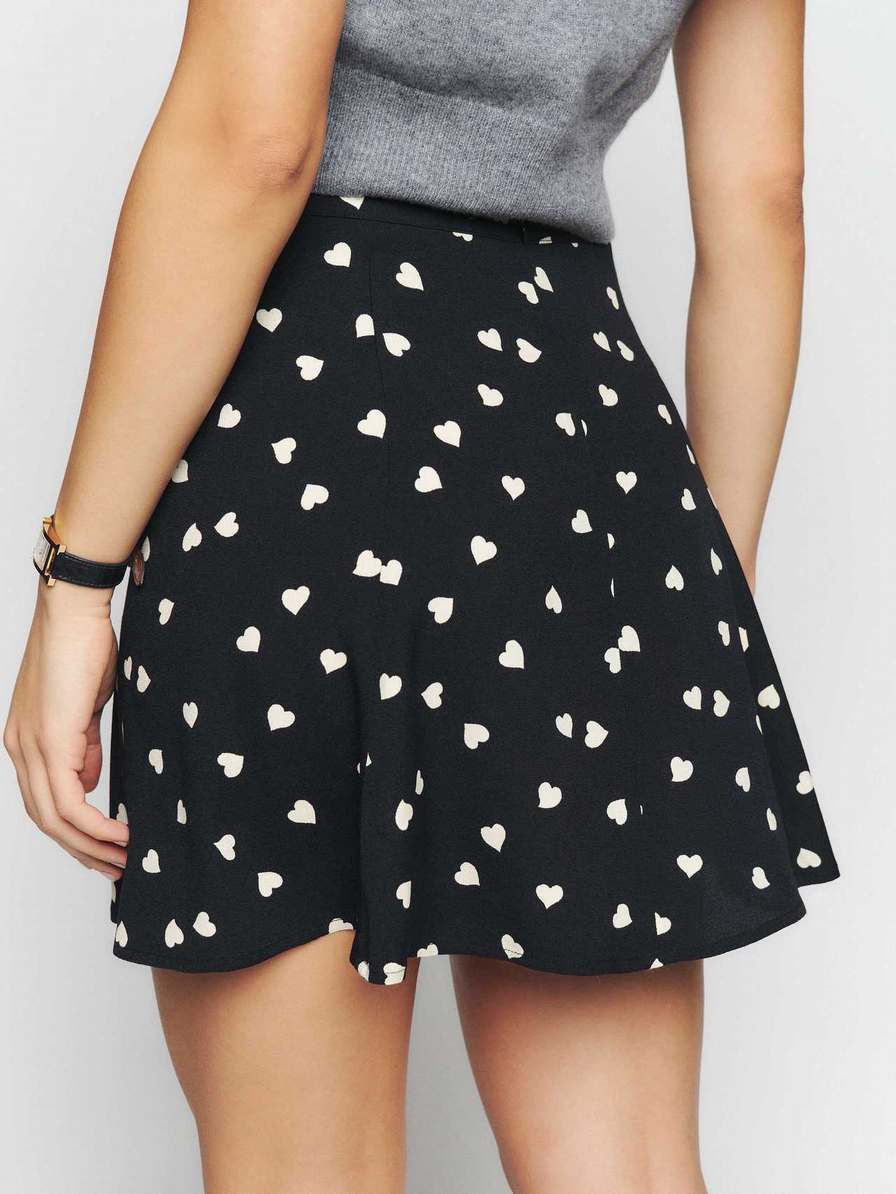 Women's Reformation Flounce Skirts Black | USA-1257430