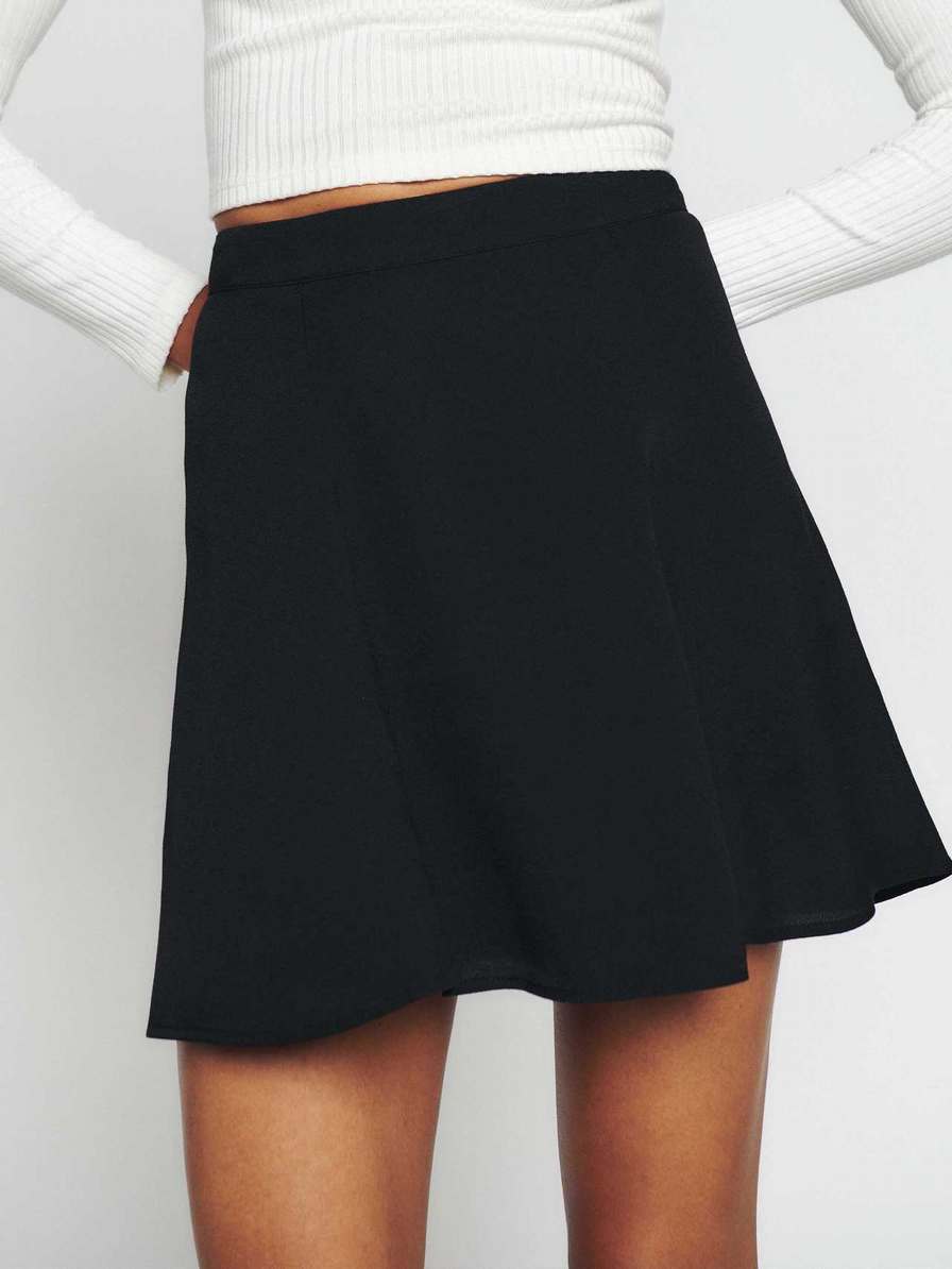 Women\'s Reformation Flounce Skirts Black | USA-543708