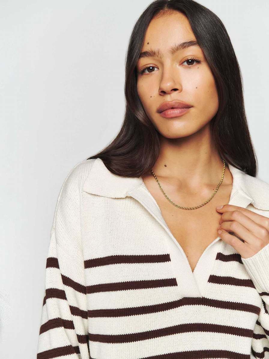 Women's Reformation Francesco Cotton Sweater Stripes | USA-627418