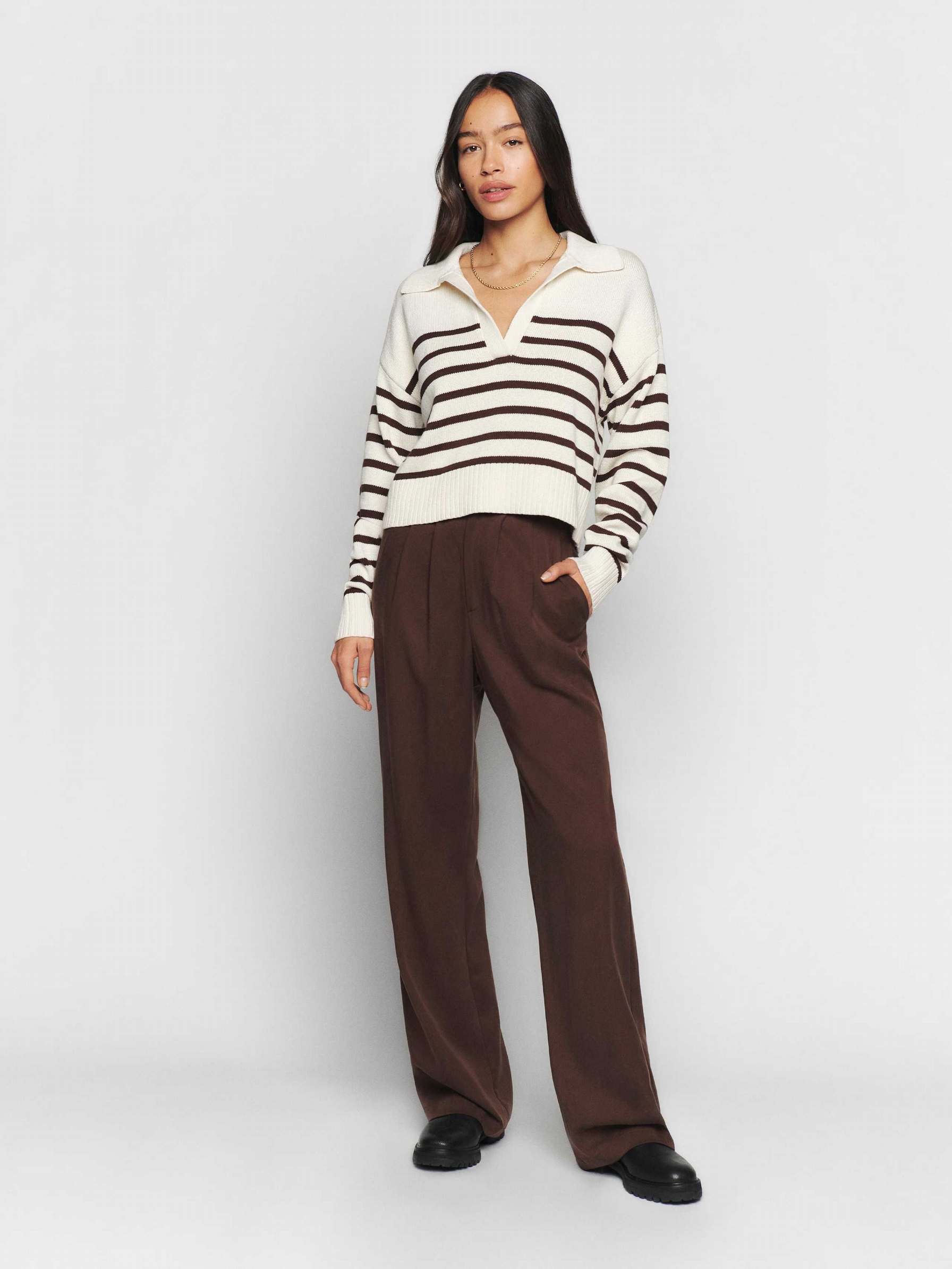 Women's Reformation Francesco Cotton Sweater Stripes | USA-627418