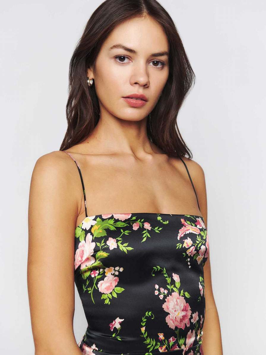 Women's Reformation Frankie Silk Dress Flower | USA-2831760