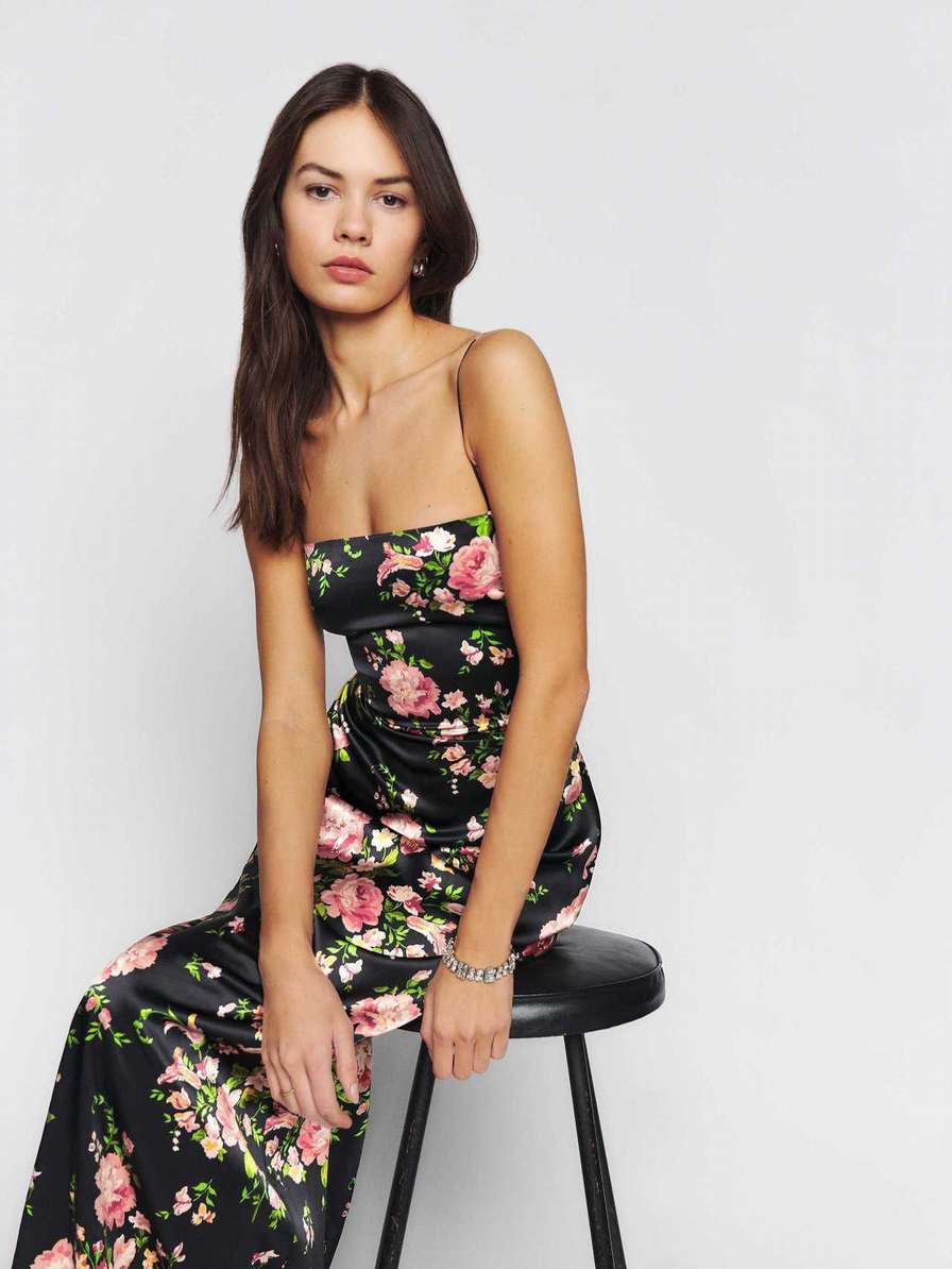 Women's Reformation Frankie Silk Dress Flower | USA-2831760