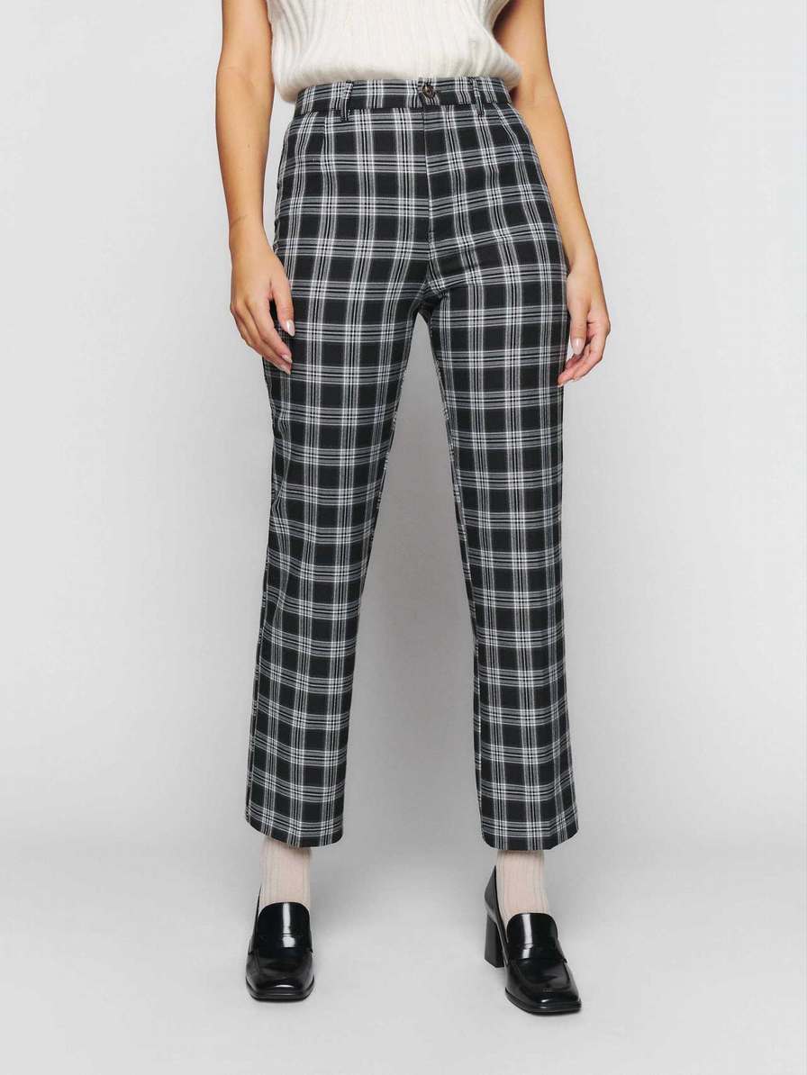 Women's Reformation Franklin Pants Black White | USA-435708