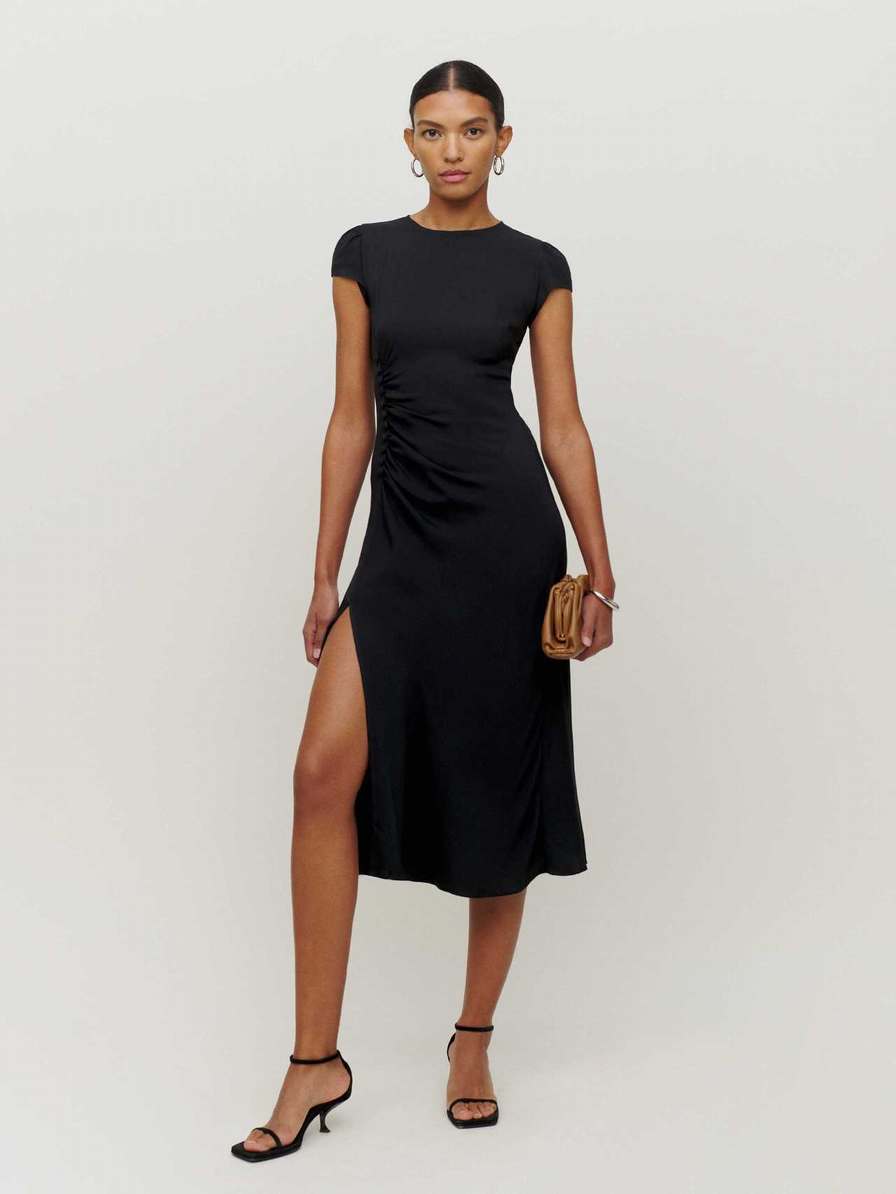 Women's Reformation Frasier Dress Black | USA-780312