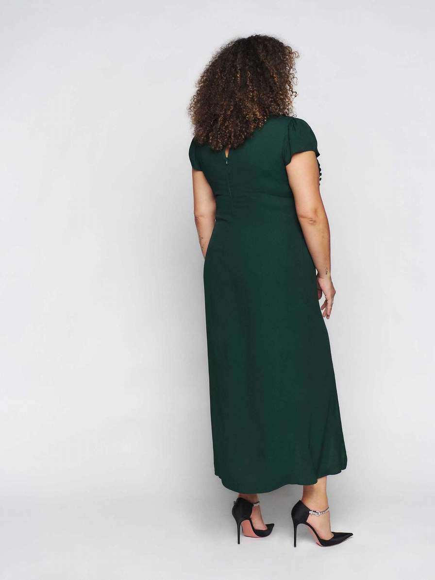 Women's Reformation Frasier Es Dress Black Green | USA-218634