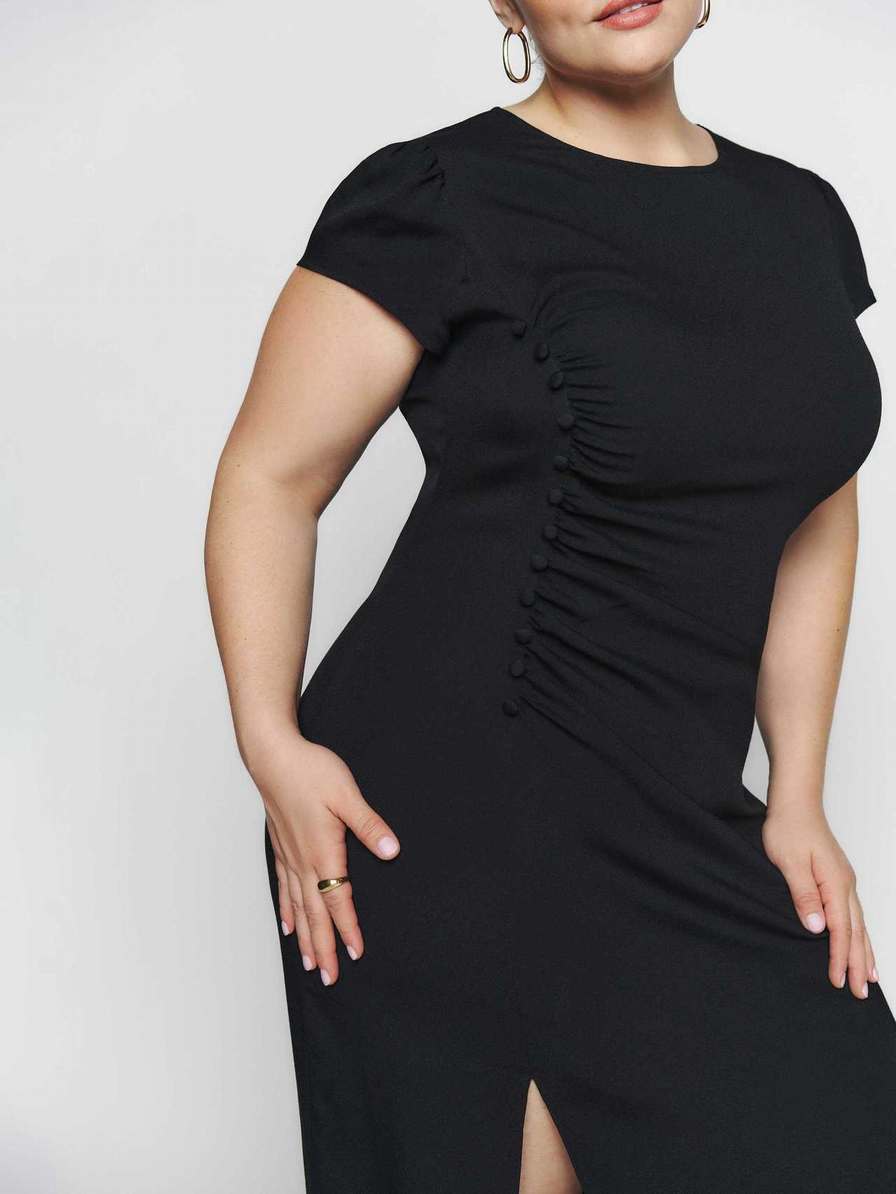 Women's Reformation Frasier Es Dress Black | USA-427681