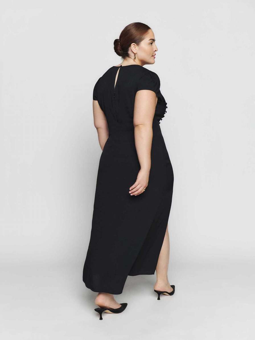 Women's Reformation Frasier Es Dress Black | USA-427681