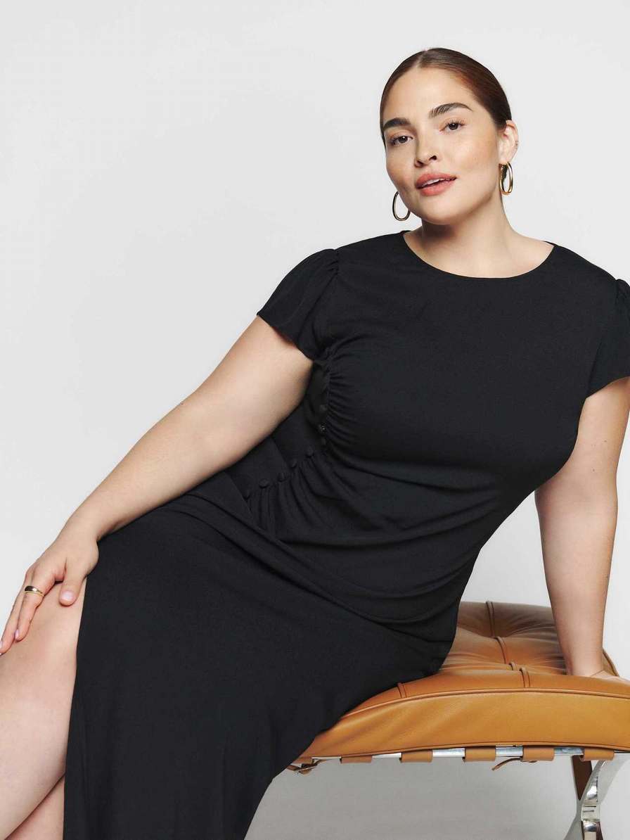 Women's Reformation Frasier Es Dress Black | USA-427681