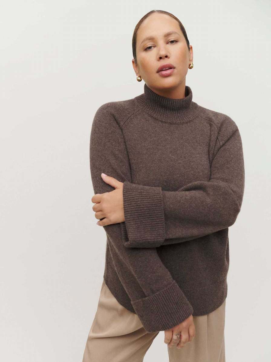 Women's Reformation Garrett Cashmere Sweater Coffee | USA-1083647