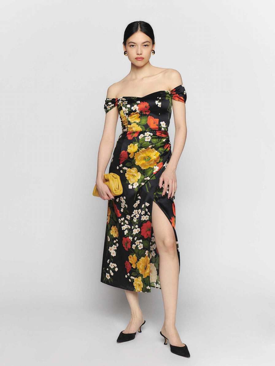 Women's Reformation Genesis Silk Dress Flower | USA-1386274