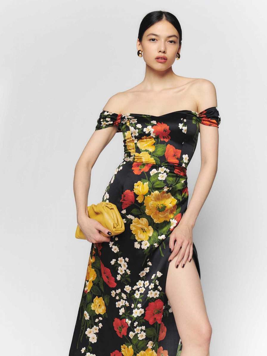 Women's Reformation Genesis Silk Dress Flower | USA-1386274