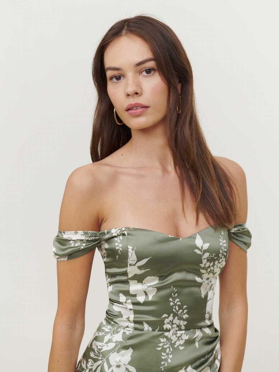 Women's Reformation Genesis Silk Dress Green | USA-8140673