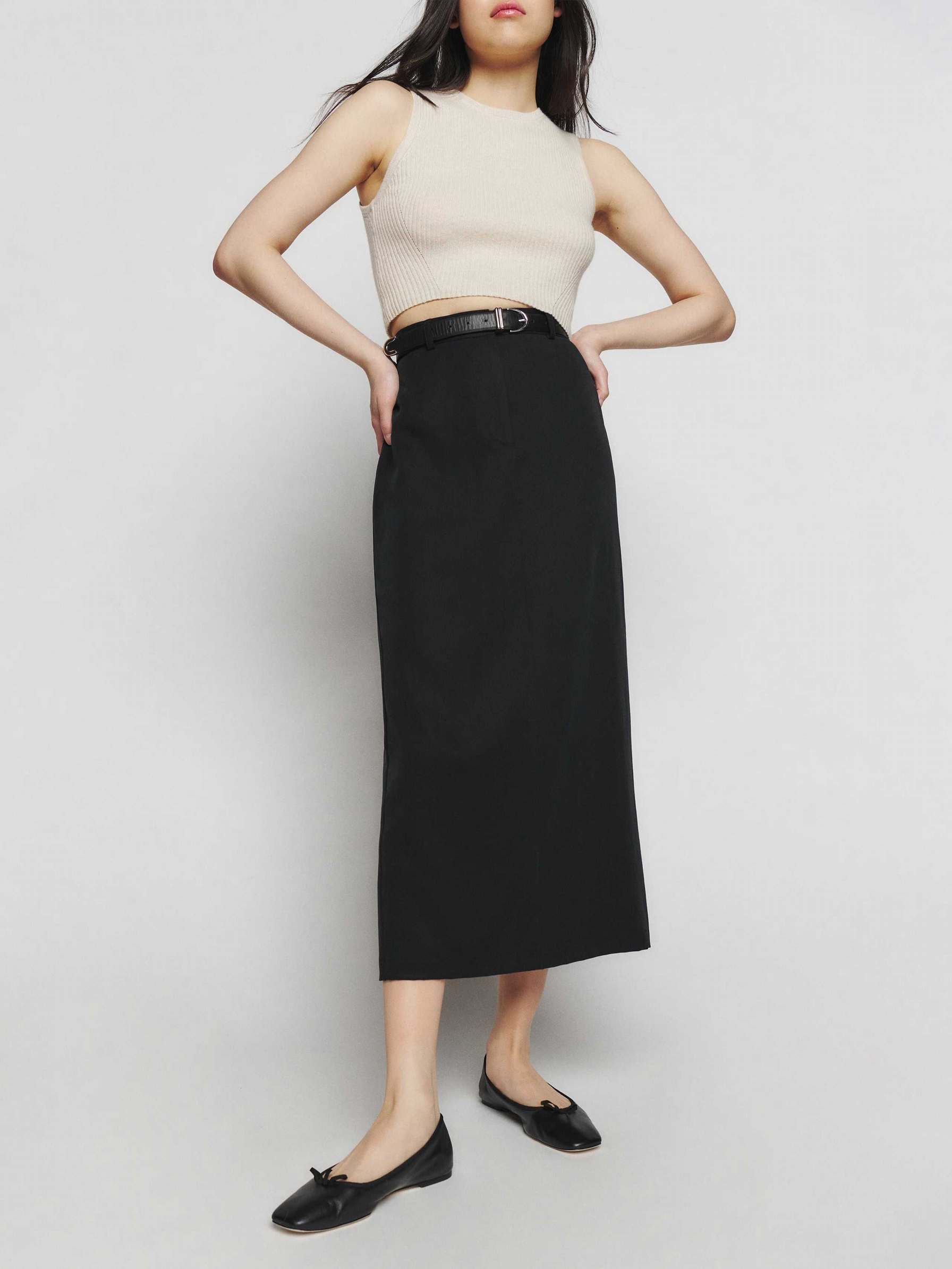 Women's Reformation Gia Twill Skirts Black | USA-6470531