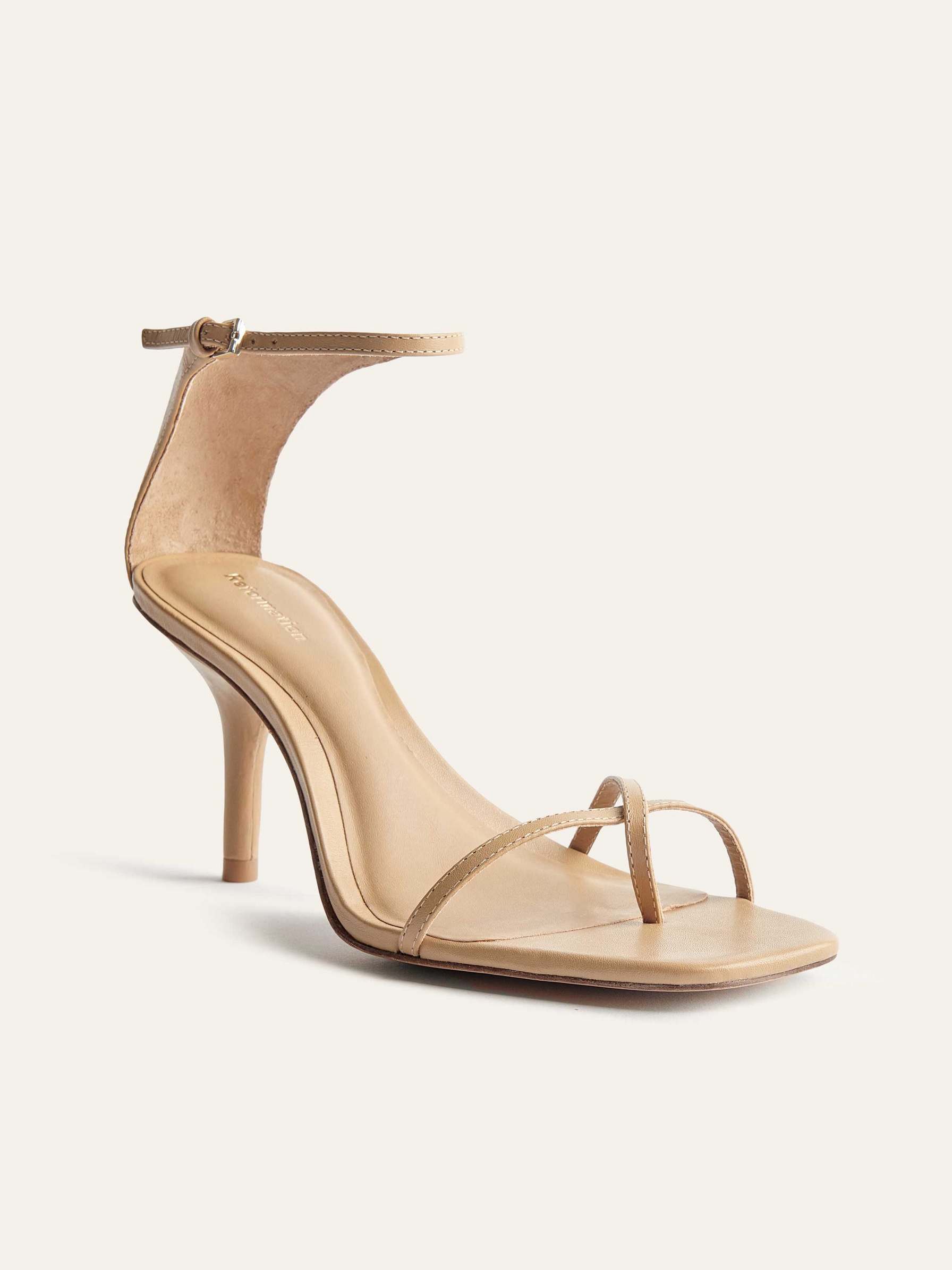 Women's Reformation Gigi Strappy Mid Sandals Beige | USA-4810523