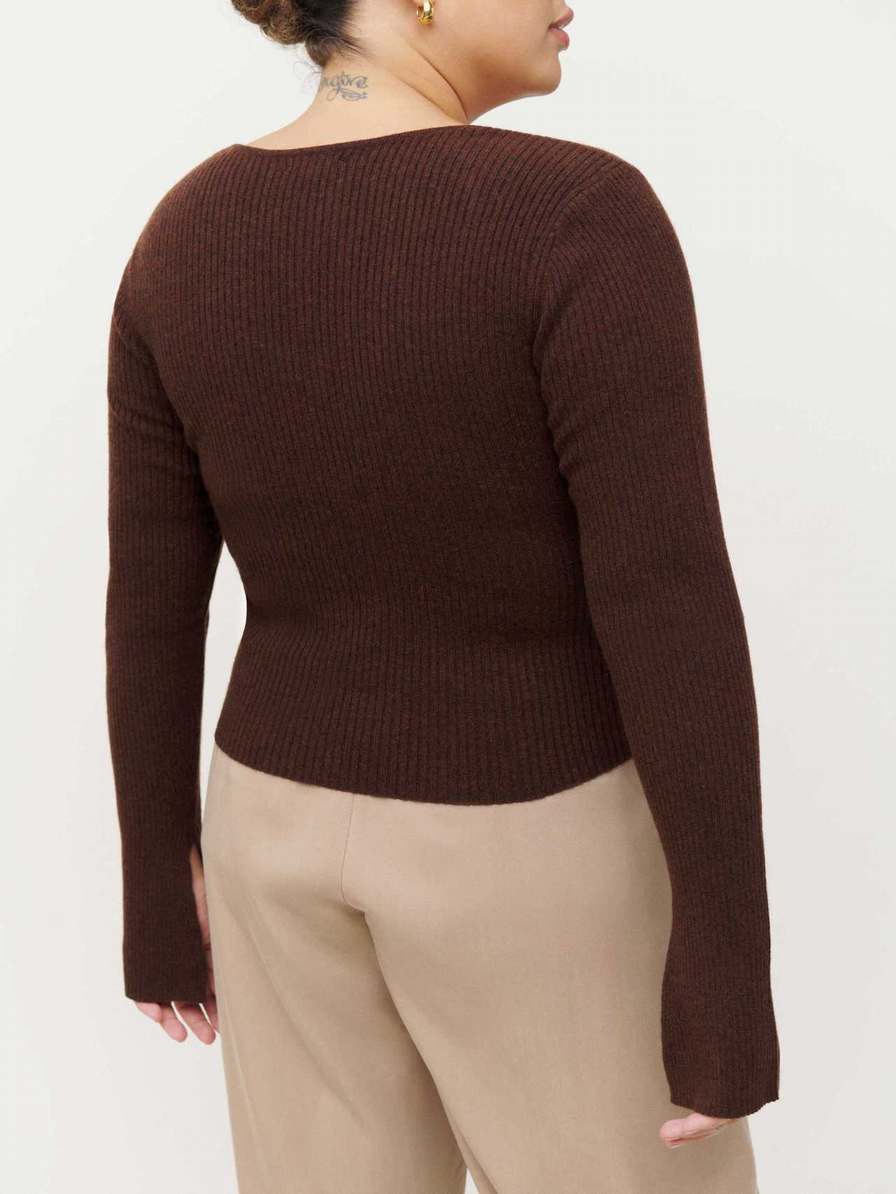 Women's Reformation Glenna Cashmere Sweater Coffee | USA-356248