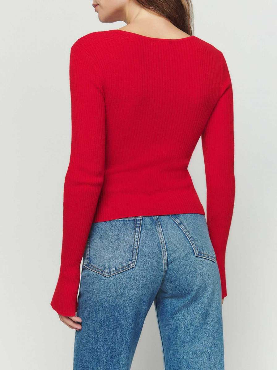 Women's Reformation Glenna Cashmere Sweater Red | USA-384215