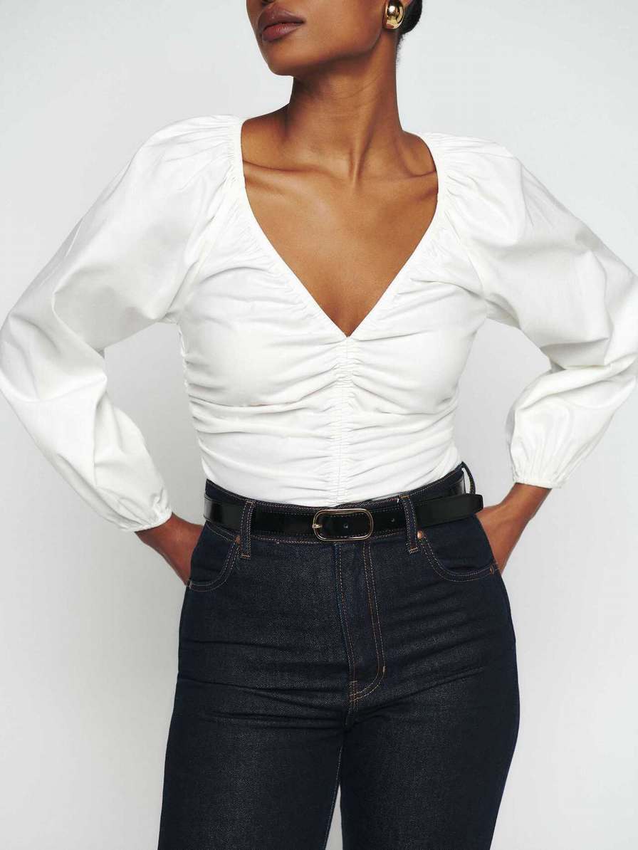 Women's Reformation Gloria Tops White | USA-7048512