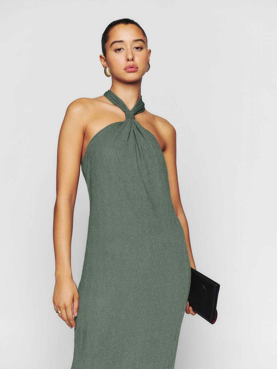 Women's Reformation Hamilton Knit Dress Green | USA-527136