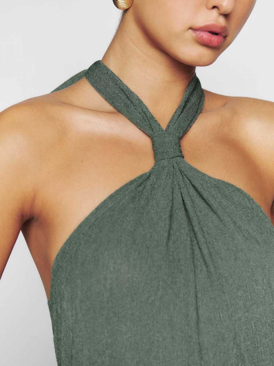 Women's Reformation Hamilton Knit Dress Green | USA-527136