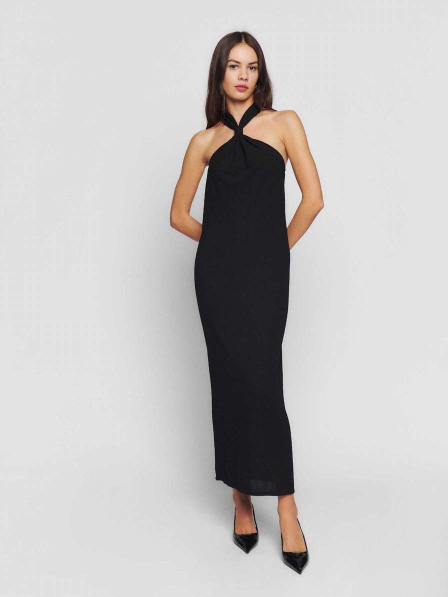 Women's Reformation Hamilton Knit Dress Black | USA-635287