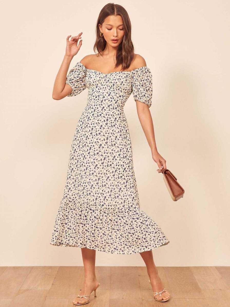 Women's Reformation Hannah Dress Light Blue | USA-207541