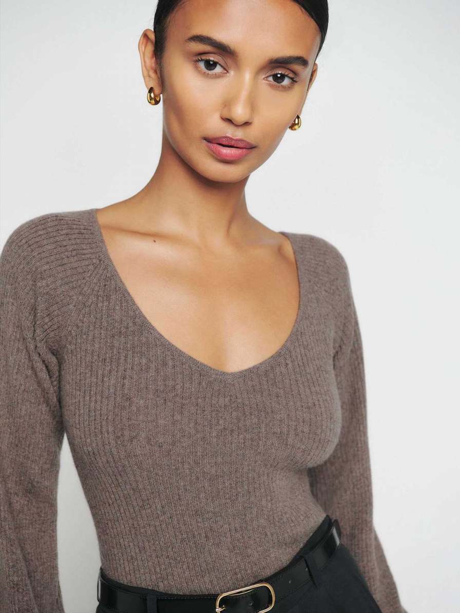 Women's Reformation Hart Cashmere Sweater Light Grey | USA-5214036