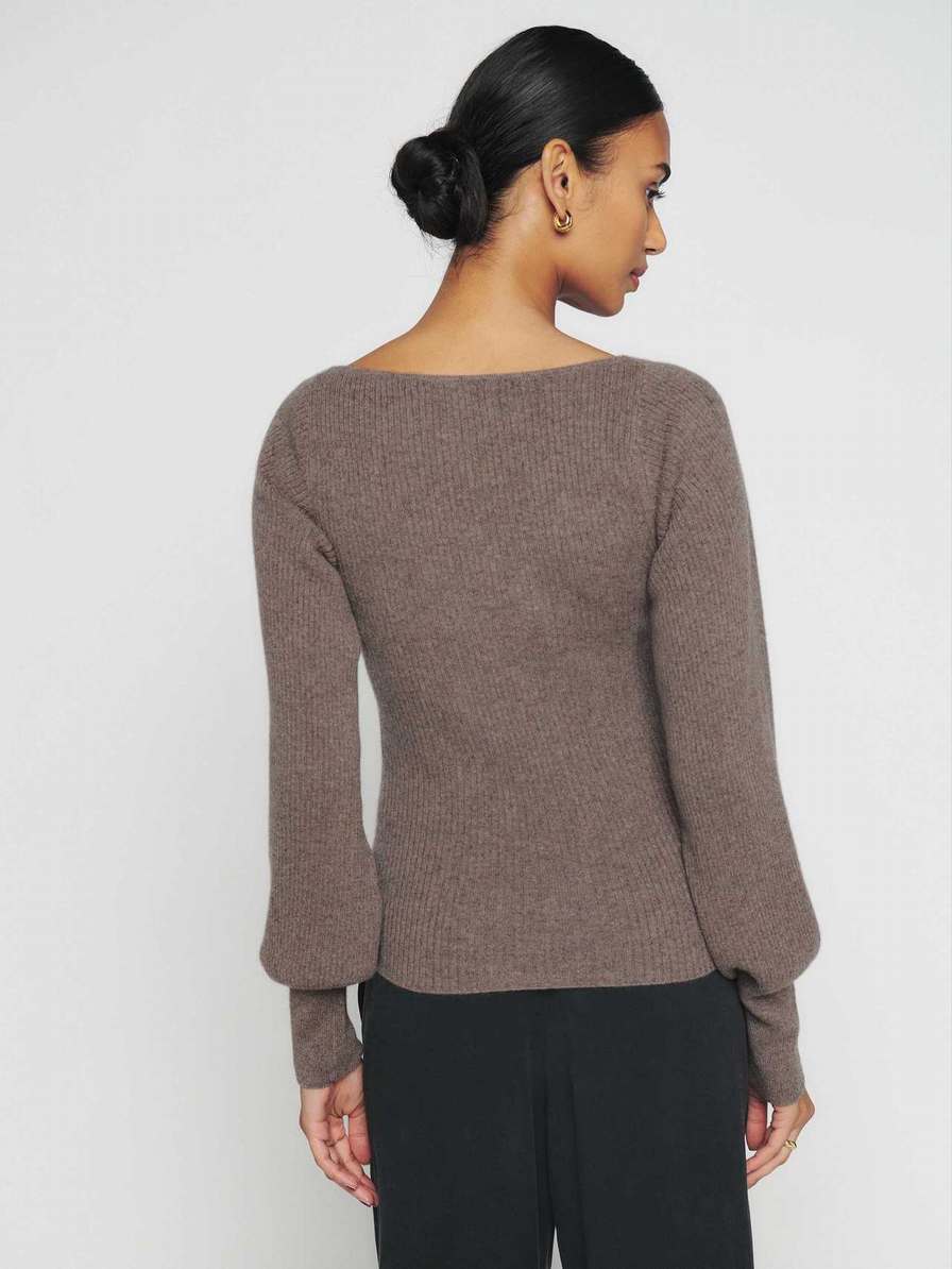 Women's Reformation Hart Cashmere Sweater Light Grey | USA-5214036