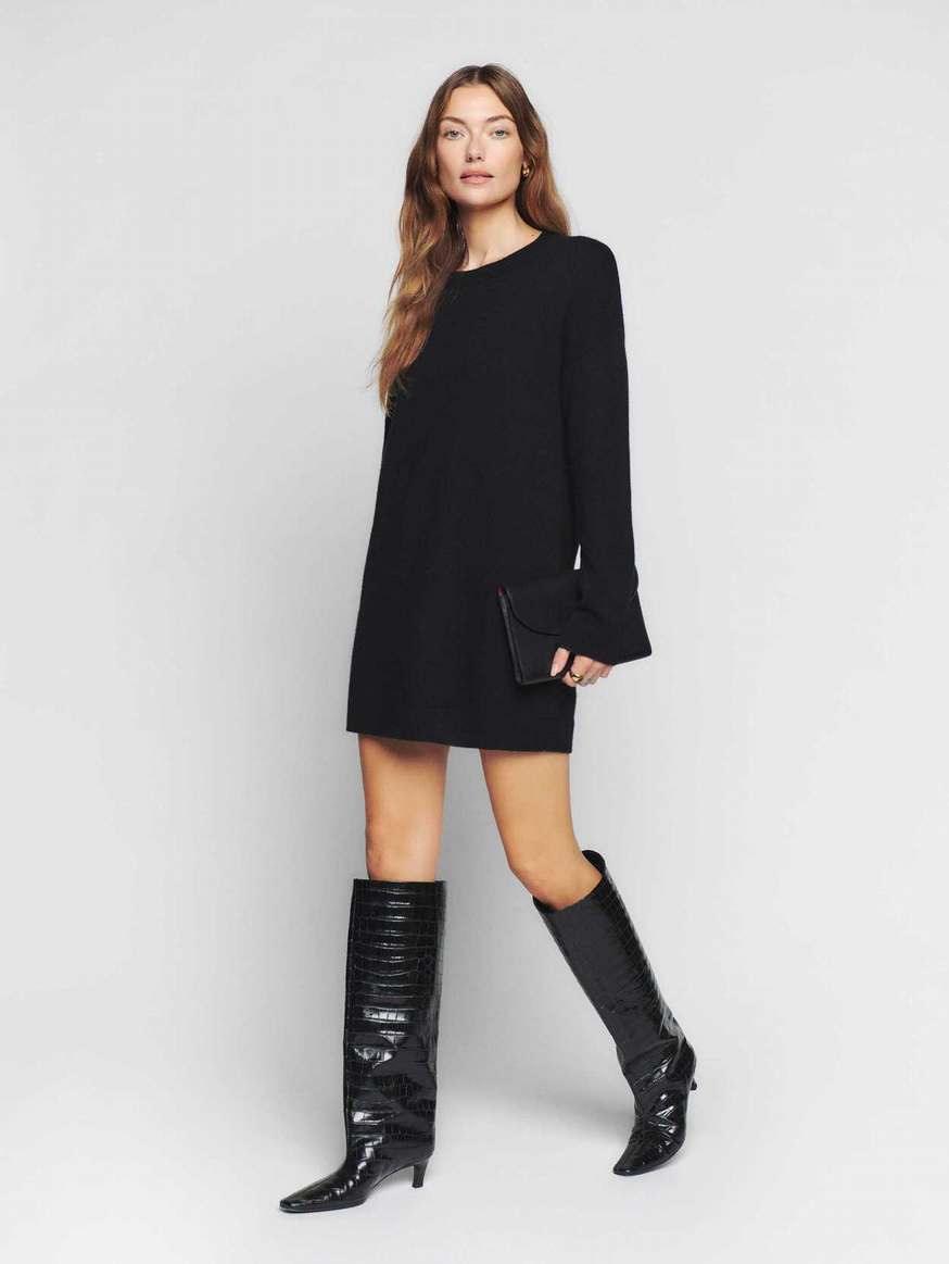 Women's Reformation Henrietta Cashmere Dress Black | USA-268407