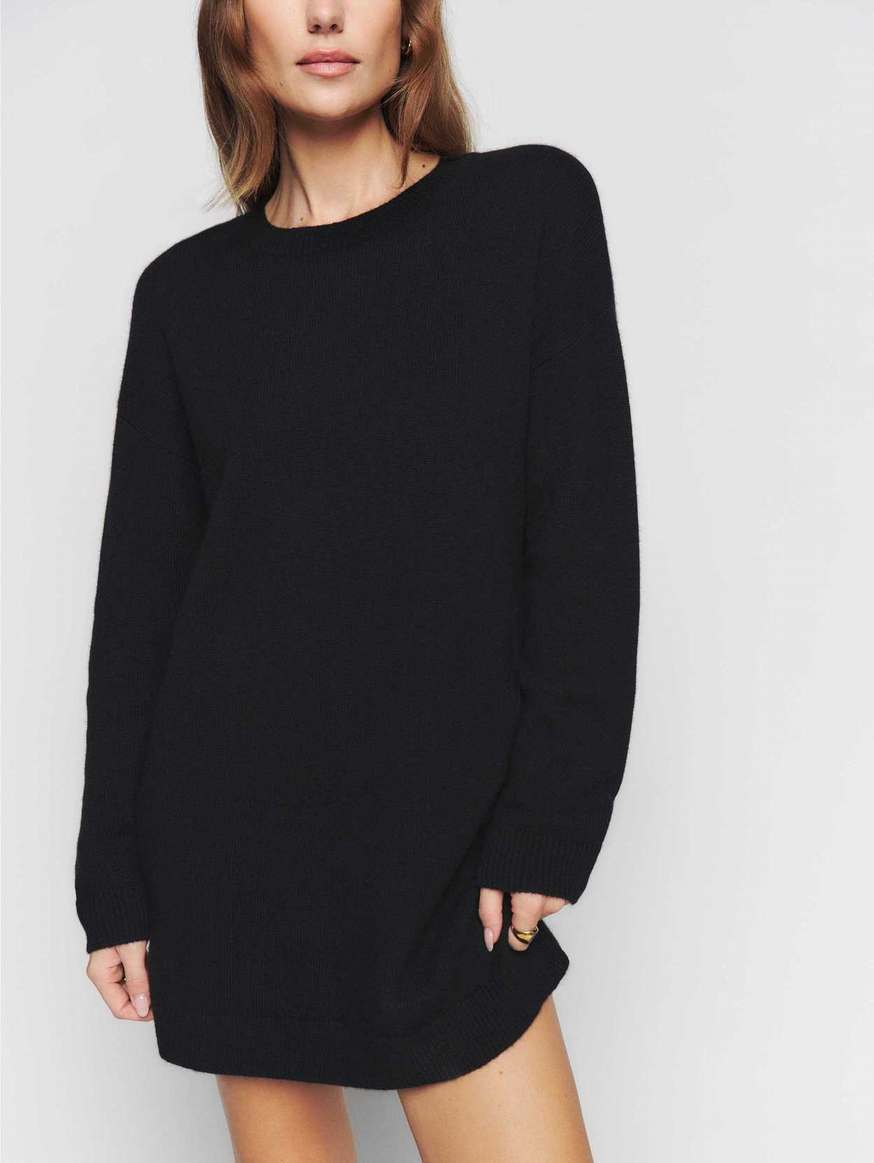 Women's Reformation Henrietta Cashmere Dress Black | USA-268407