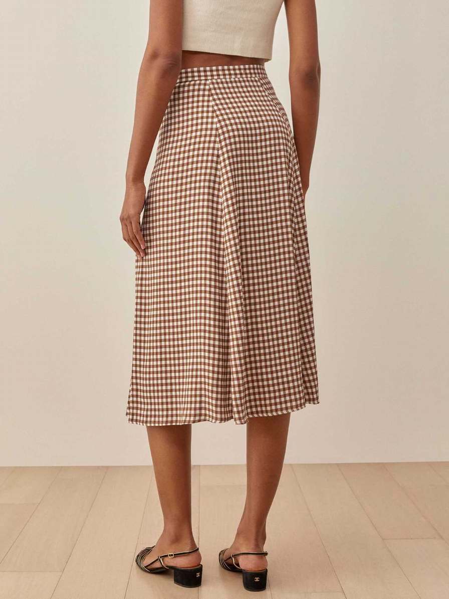 Women's Reformation Hermosa Skirts Brown | USA-065234