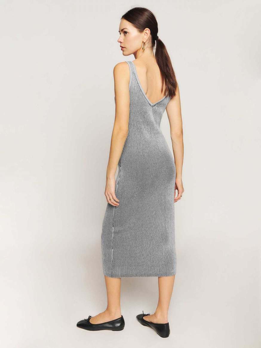 Women's Reformation Heron Cotton Dress Light Grey | USA-538042