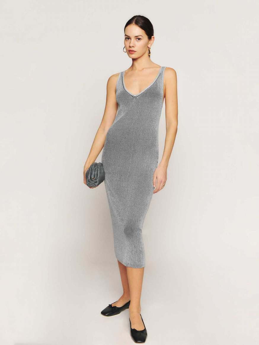 Women's Reformation Heron Cotton Dress Light Grey | USA-538042