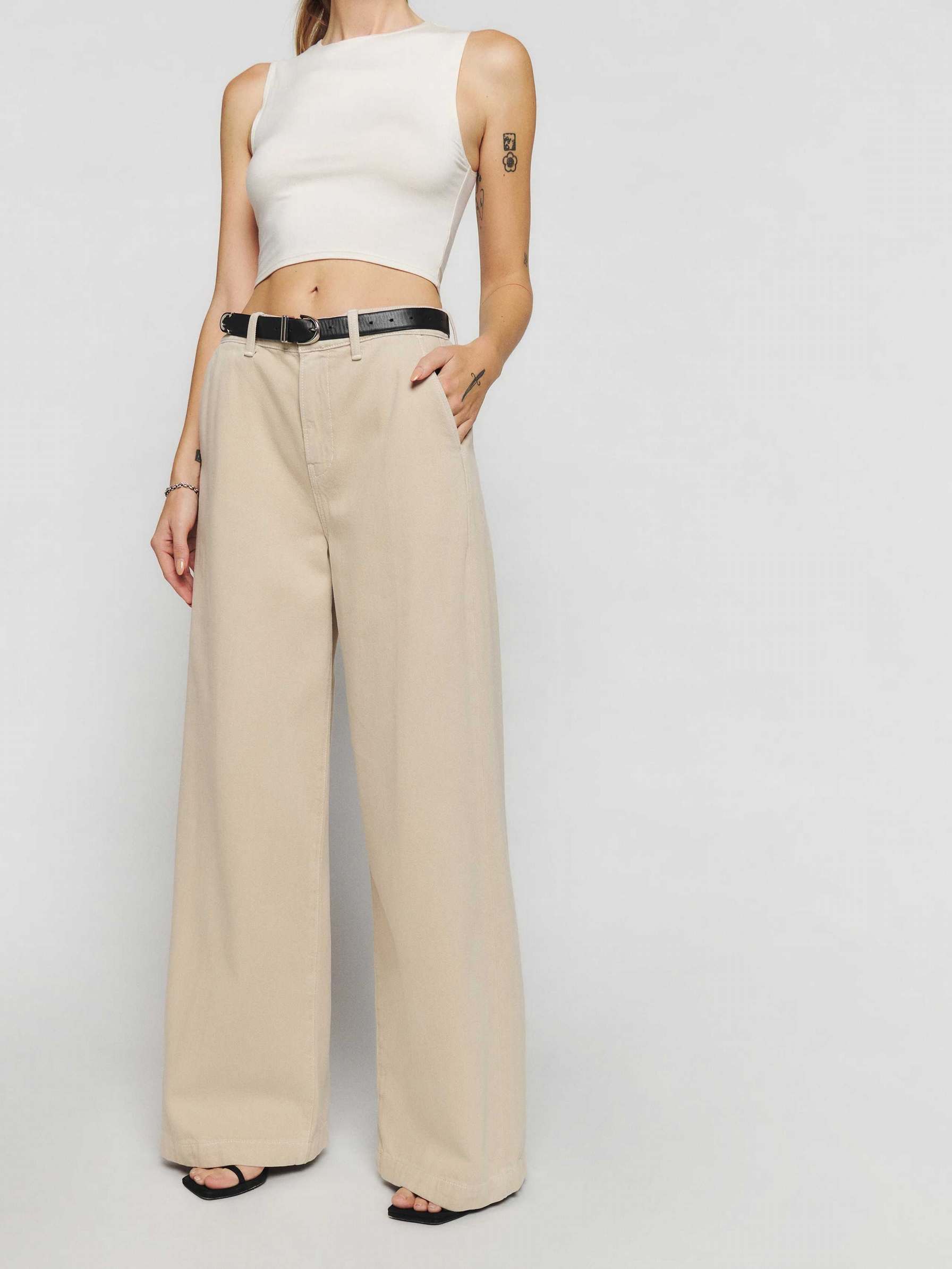 Women's Reformation Iggy Pants Beige | USA-768140