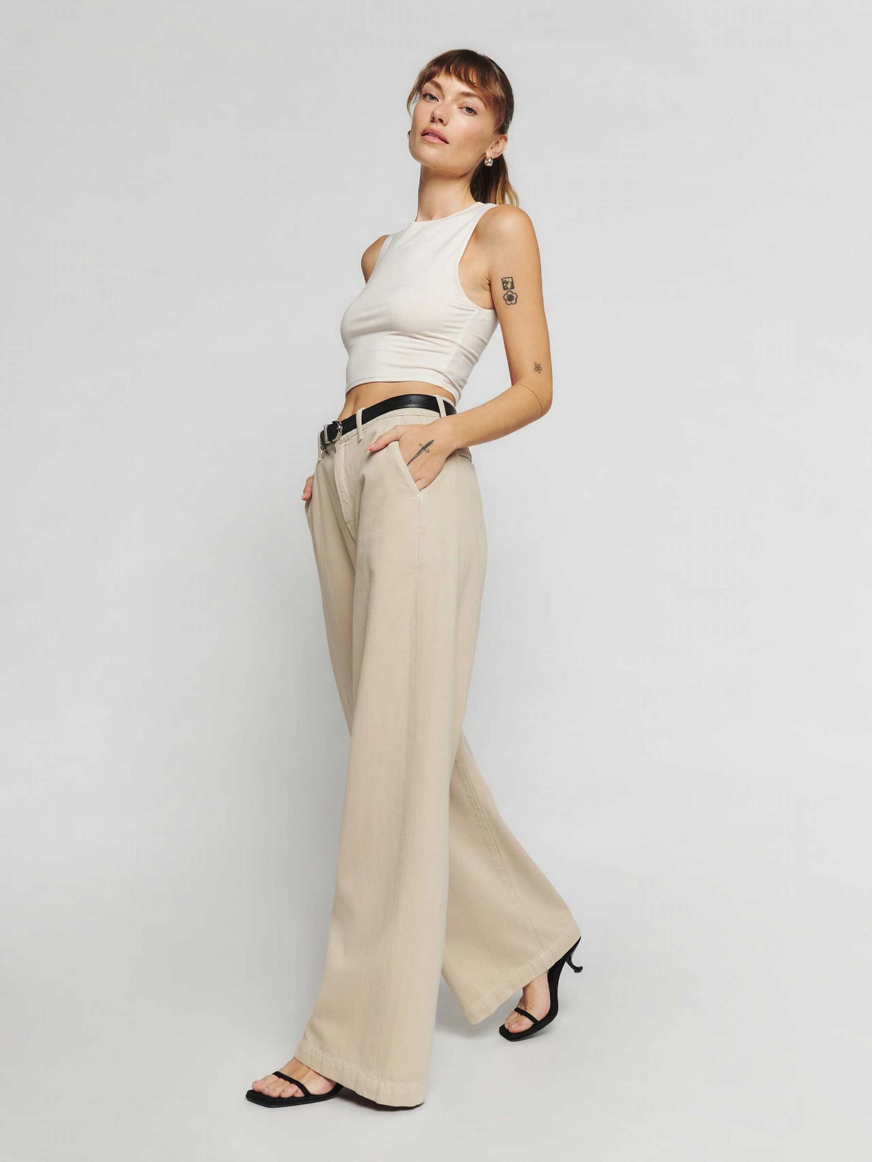 Women's Reformation Iggy Pants Beige | USA-768140