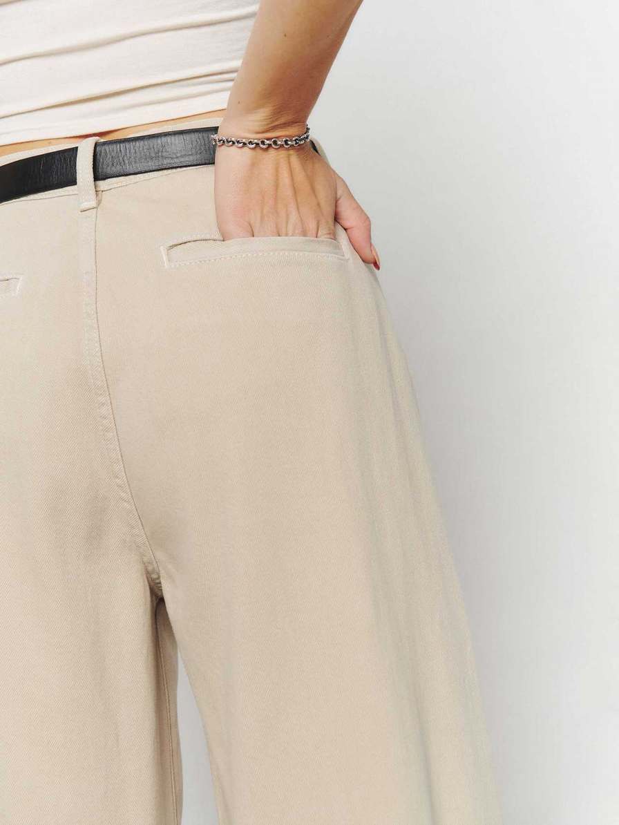 Women's Reformation Iggy Pants Beige | USA-768140