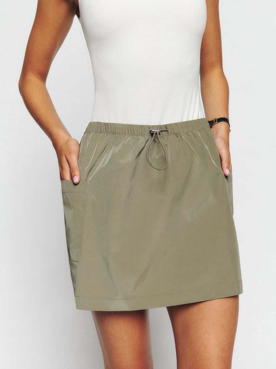 Women's Reformation Indy Skirts Light Green | USA-5861423