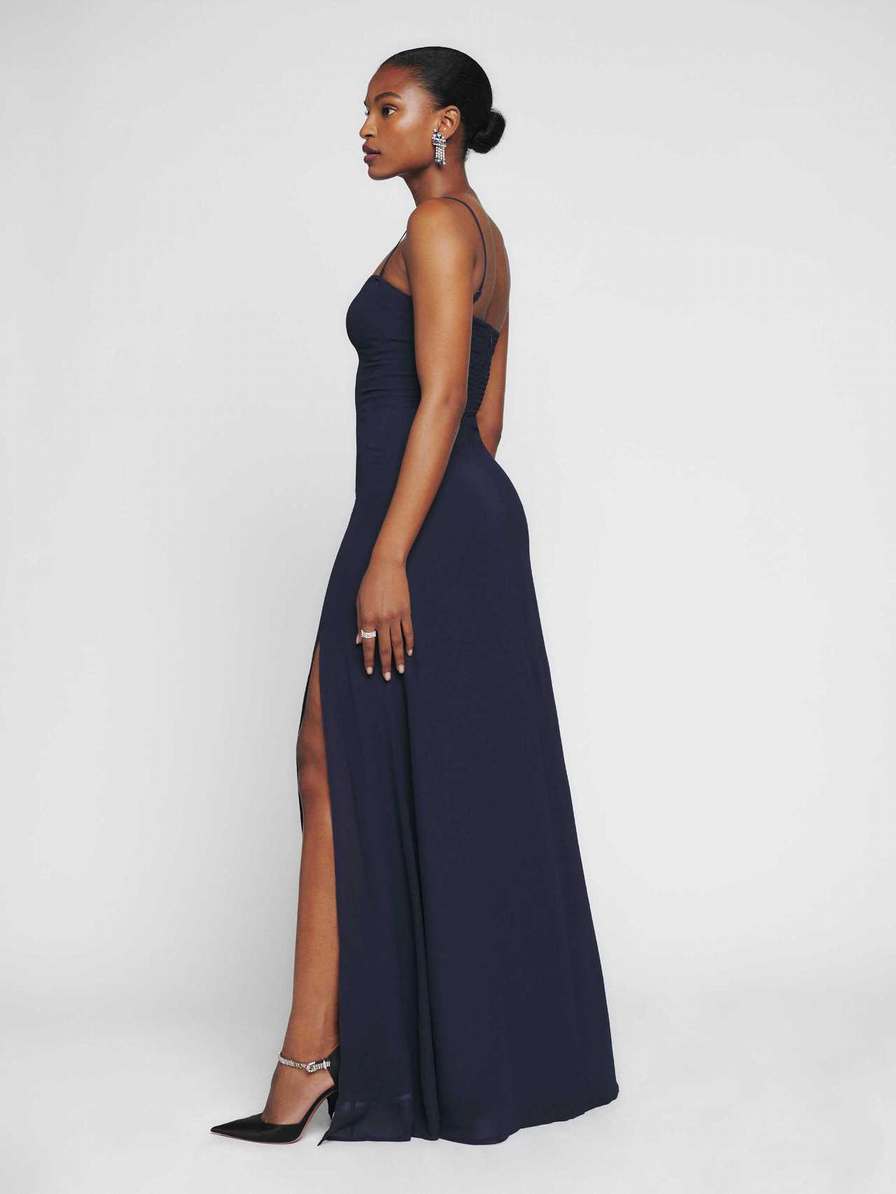 Women's Reformation Ingrid Dress Navy | USA-1735628