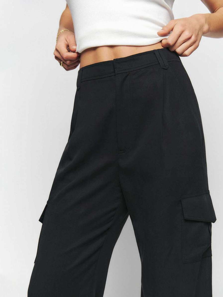 Women's Reformation Jackson Pants Black | USA-304861