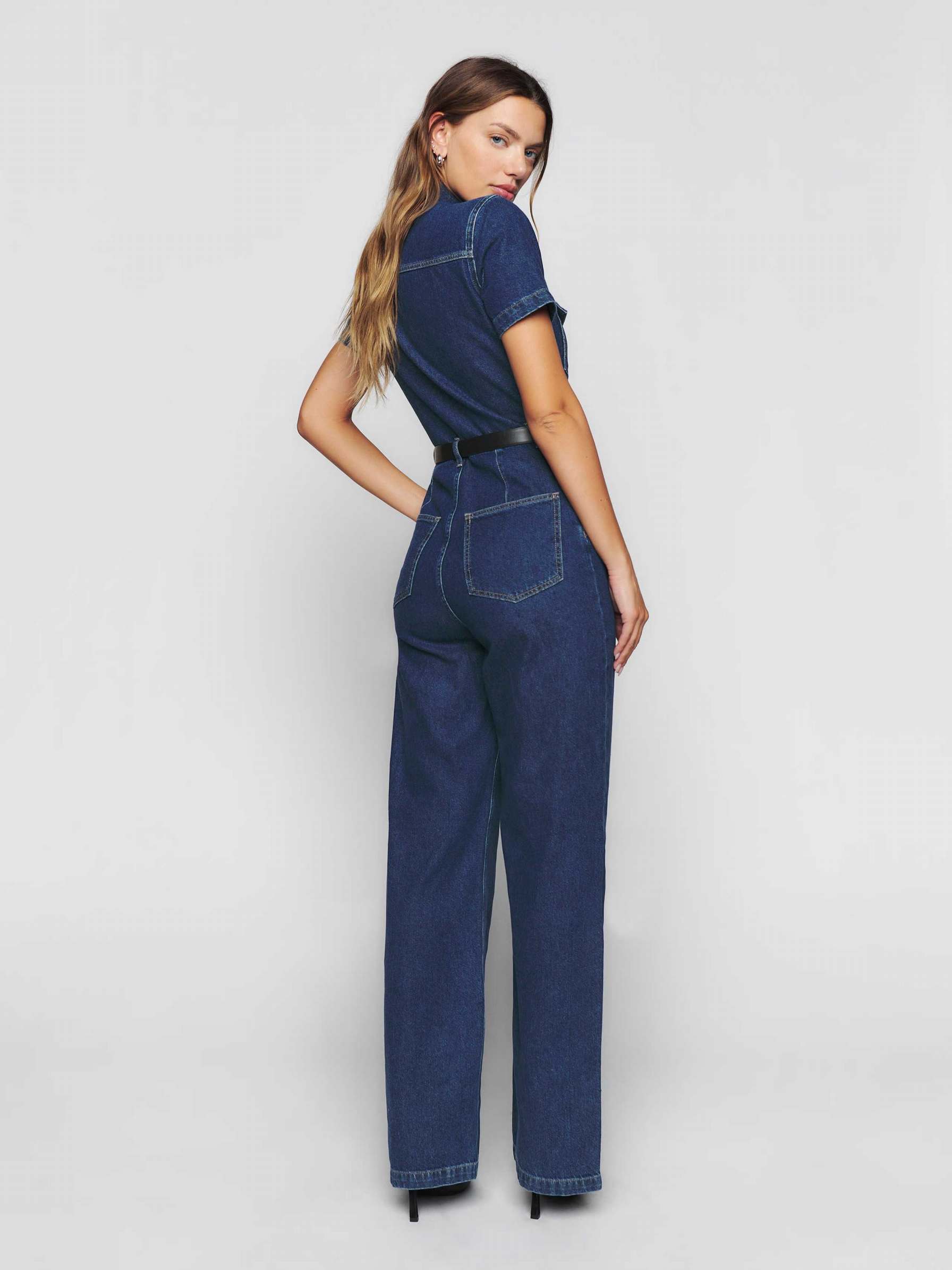 Women's Reformation James Denim Jumpsuit Blue | USA-5478601