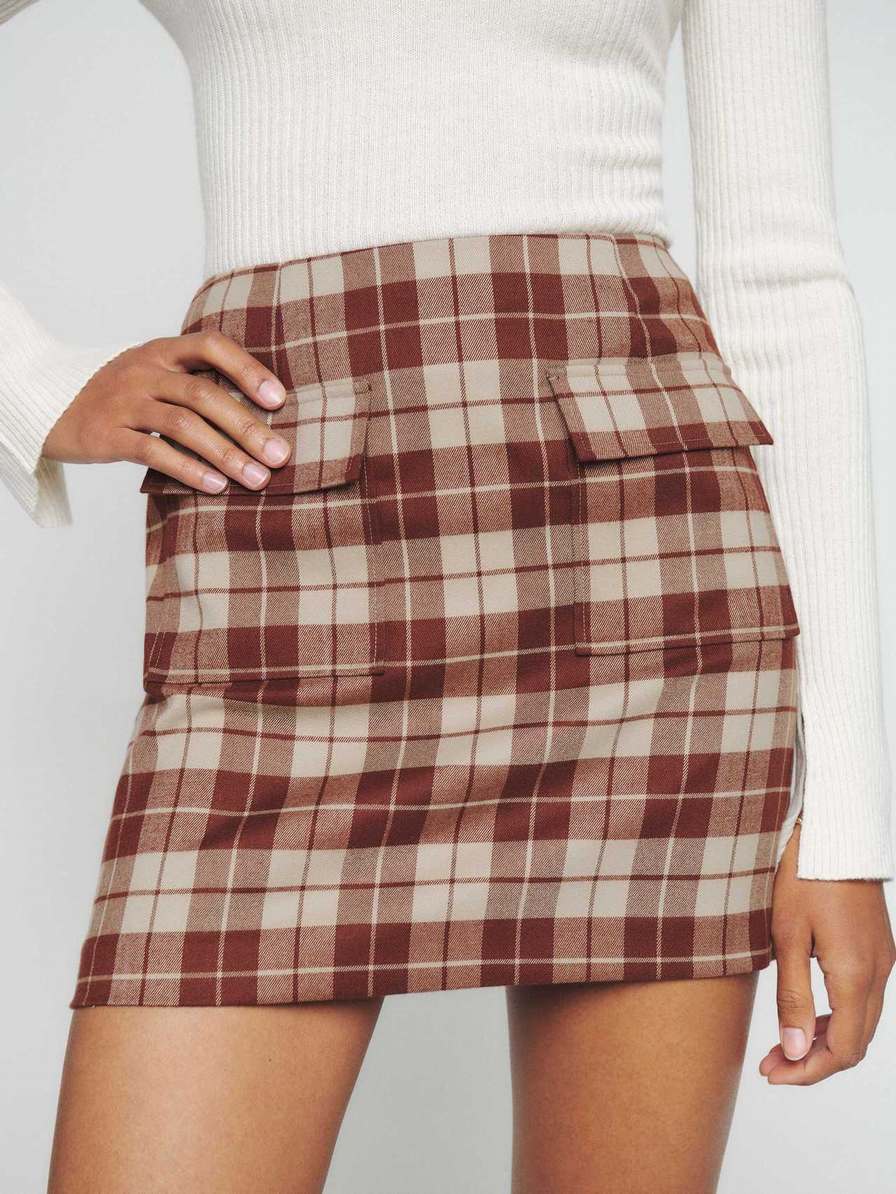 Women's Reformation Janis Skirts Brown | USA-7531482