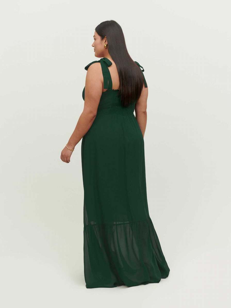 Women's Reformation Jasen Es Dress Black Green | USA-671053