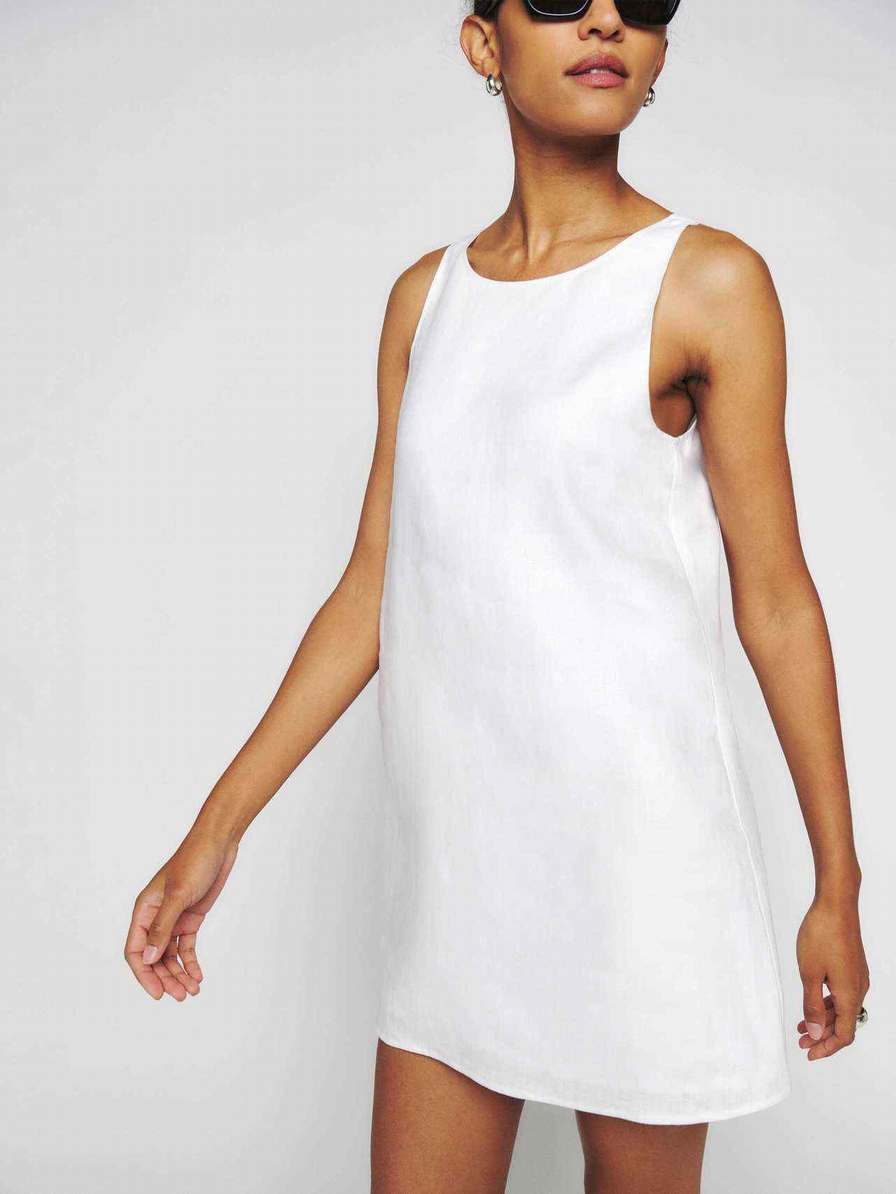 Women's Reformation Jessi Linen Dress White | USA-065743