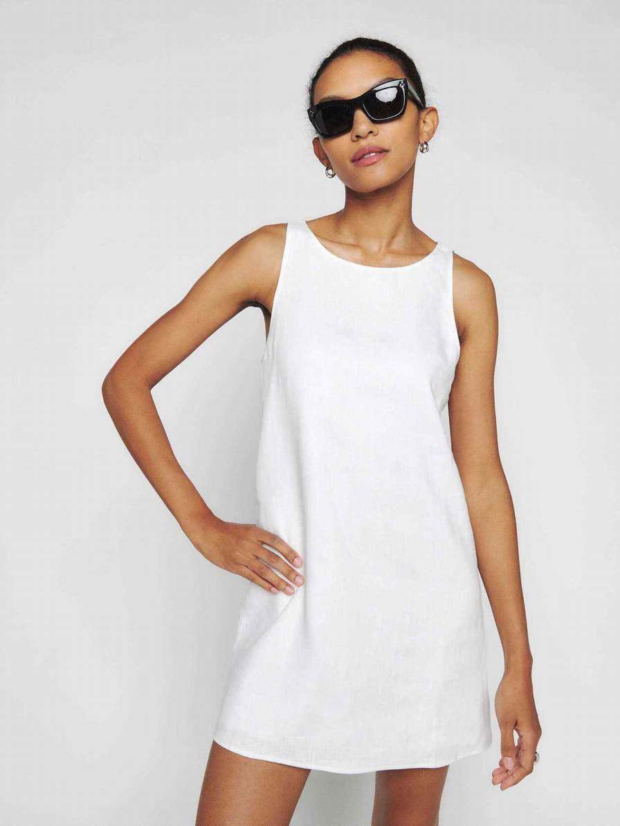 Women's Reformation Jessi Linen Dress White | USA-065743