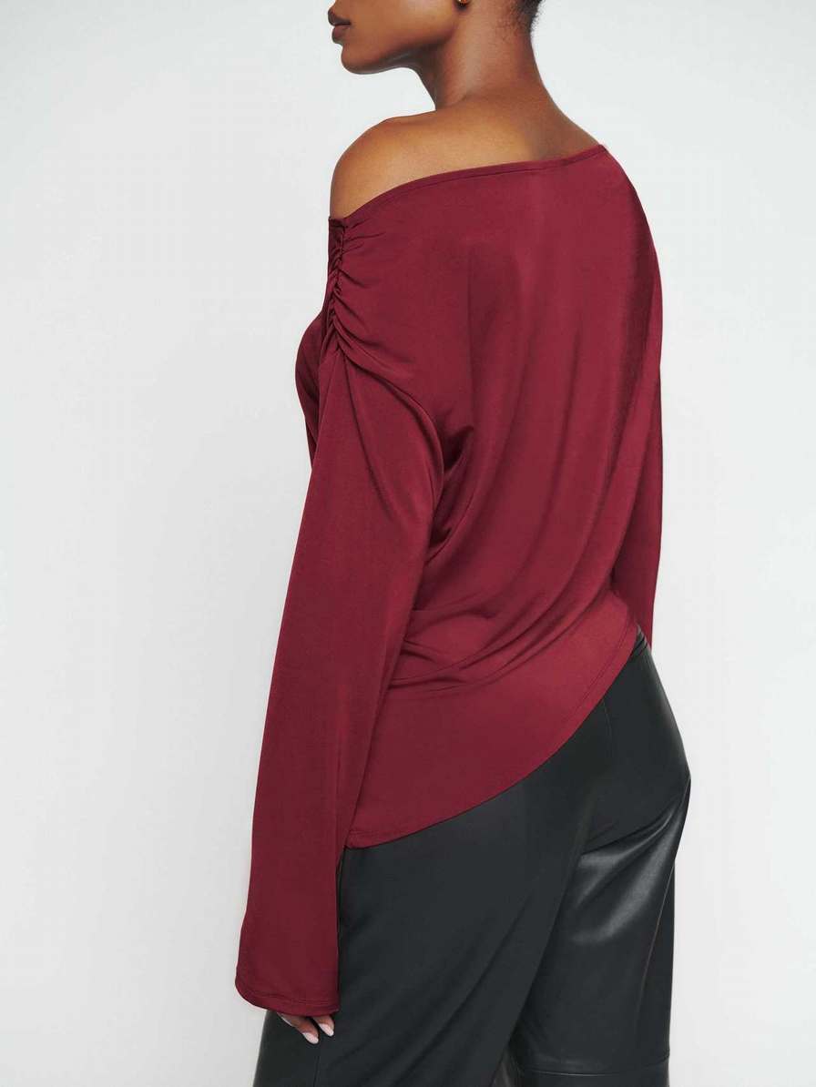 Women's Reformation Jettie Knit Tops Burgundy | USA-0182467