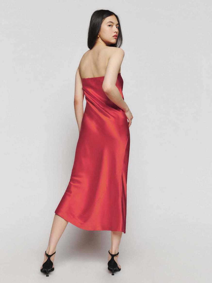 Women's Reformation Joana Silk Dress Red | USA-016537