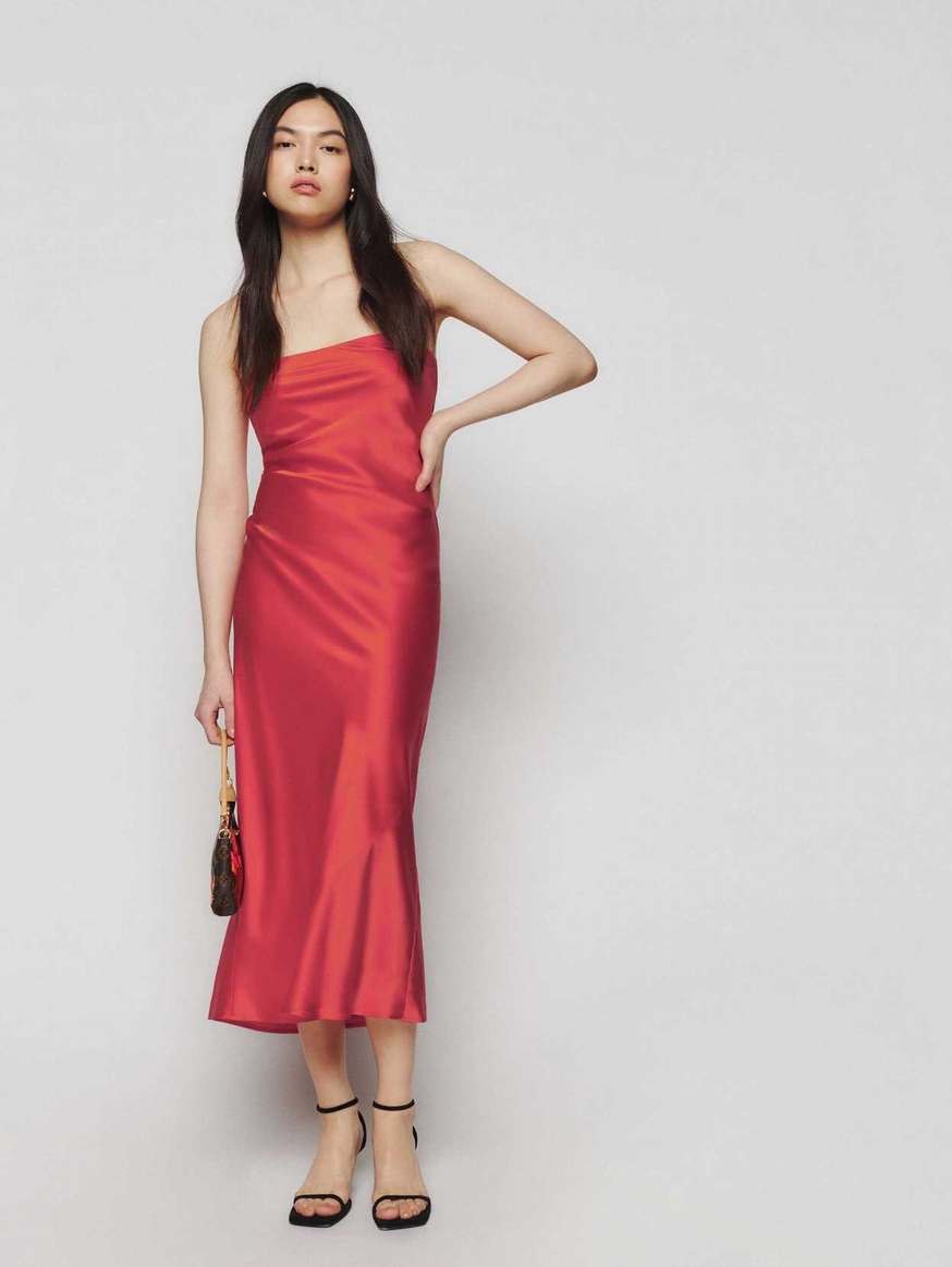 Women's Reformation Joana Silk Dress Red | USA-016537