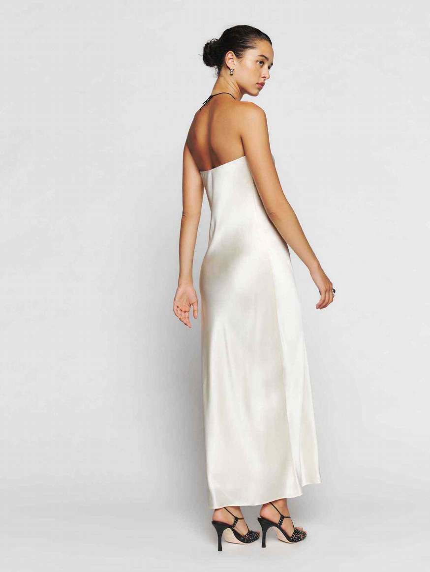 Women's Reformation Joana Silk Dress White | USA-843652